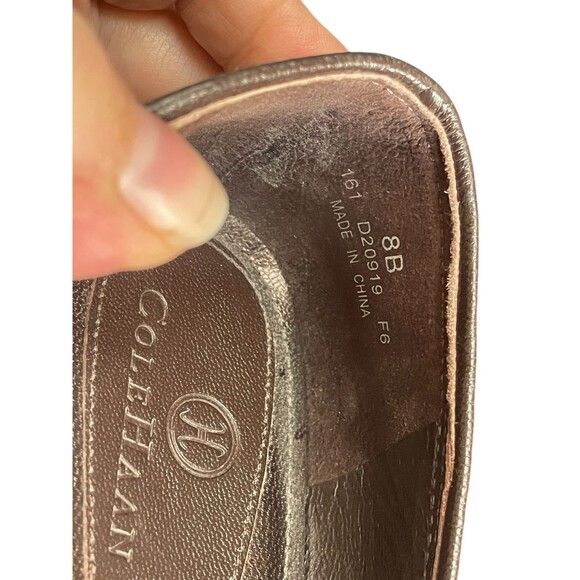 Cole Haan Brown Leather square Toe Slip-On closed toe Pump Womens Heels Size 8B - Picture 9 of 11